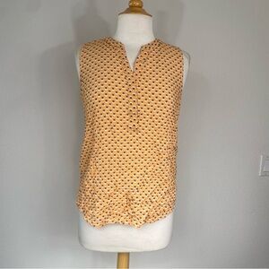 Sandra Women's Peach Floral Sleeveless Blouse Size Medium Coastal Cottagecore